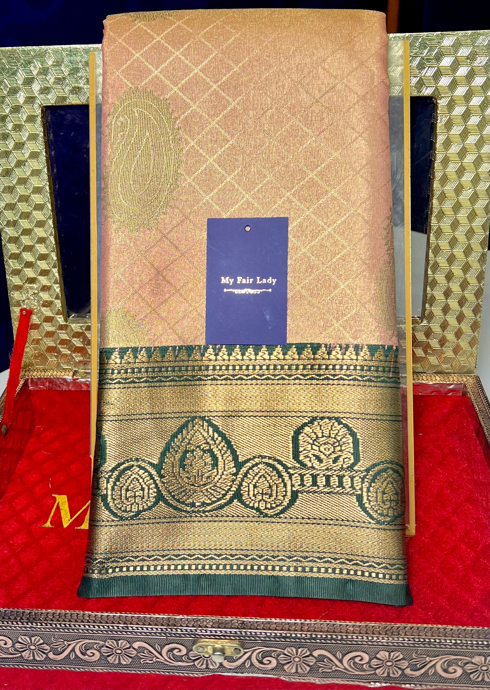 Premium Brocade SemiSilk Saree Salmon Pink Colour [Code 760] My