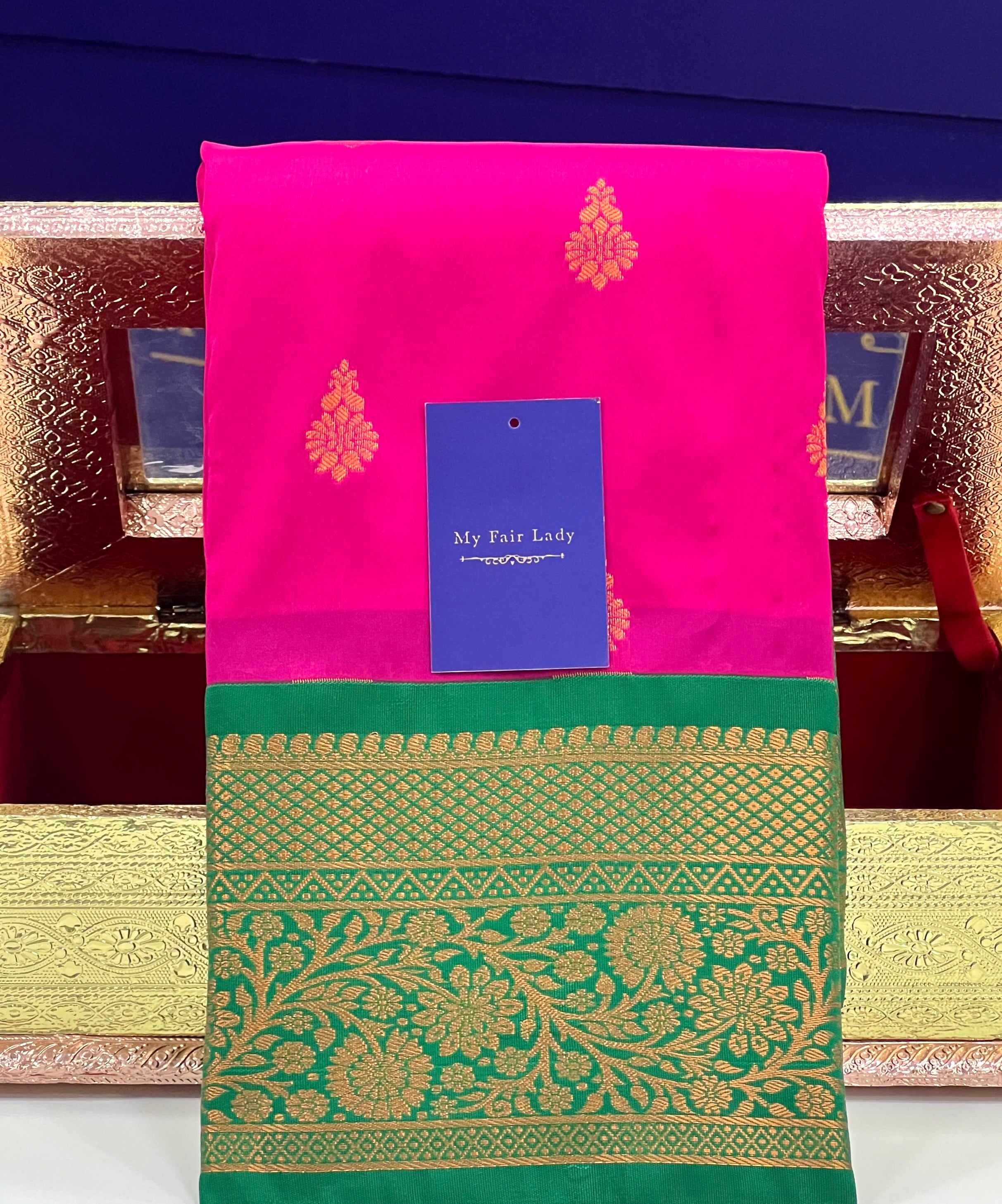 Premium Brocade Semi-Silk Saree Rani Pink Colour- [Code 959] – My Fair Lady