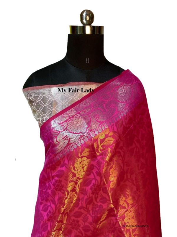 Magenta Banarasi Silk Saree